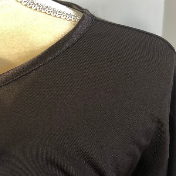 Hosie by Natorie Basic Long Sleeves Satin Brown Top - Picture 7 of 9